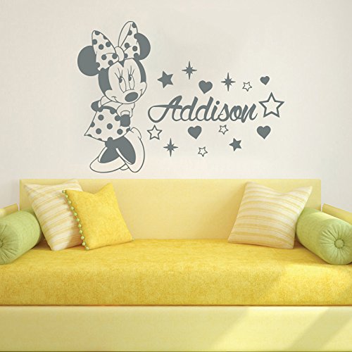 Wall Decals Custom Personalized Name Disney Heart Mice Ears Minnie Mouse Stars Children Gift Bedroom Nursery Boy Girl Vinyl Sticker Wall Decor Murals Baby Wall Decal