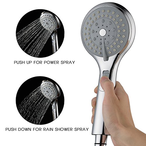 Lifewit Handbrause mit 2m Schlauch Duschkopf Duschbrause 10 Strahlarten 11cm Brausekopf Multifunktional Regenbrause Chrom - 5