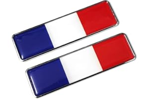 PTDecals Set di 2 etichette adesive in metallo per auto con bandiera della Francia logo 3D logo nazionale FR tricolore bandiera grafica per auto moto gonne tronco laterali 104,5 mm x 30 mm