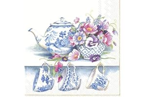 IHR FINE BONE CHINA Teapot Teacups and Flowers Luncheon Paper Table Napkins 20 in a pack 33cm square