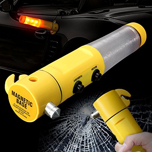 Audew Kits d'Urgence Auto 6 en 1, Gilets de Sécurité, Câble de Démarrage, Triangle de Signalisation, Corde de Remorquage, Multifonction Marteau de Secours, Gants