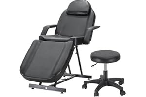 PANANA Equilibrio massaggio da tavolo regolabile reclinabile beauty Salon Chair Tattoo spa Facial divano letto con sgabello, colore nero