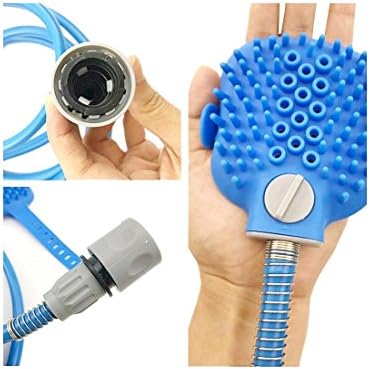 Pet Bathing Tool, Handheld Dog Shower Sprayer, Multifunctional All in One Bath Shower Kit with Massager Scrubber Grooming Brush Cleaning Tools for Dog Cat, Indoor Outdoor Use 2.5m by PurpleSalt®