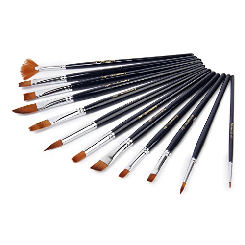 12 Assorted Größe Künstler Malerei Pinsel Set Flachpinsel - 5