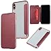 Produktbild QINPIN Shock Absorption Bumper Glitter Leder Flip Case Schutzhülle für iPhone XS 5.8 Rot