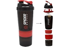 GENERISCH Protein Eiweiß Shaker mit Pulverfach Becher 500ml Hand erstklassige Mischfunktion inkl. Infusion Sieb auslaufsicher BPA frei| bester Gymshaker für Fitness, Rot