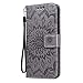 Produktbild Homikon PU Leder Hülle Retro Sonnenblume Prägung Schutzhülle Brieftasche Bookstyle Silikon Bookcase Handyhülle Lederhülle Flip Wallet Case Cover Etui Kompatibel mit iPhone XR - Gris