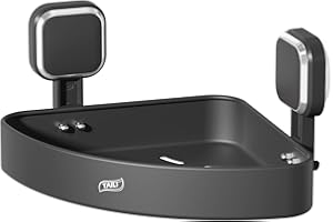 TAILI Corner Shower Caddy with Suction Cup with Hooks, Aluminum Corner Shower Shelf Shower Basket，Wall Mounted Organizer Rack for Shampoo, No-Drilling Rustproof, Rack for Kitchen & Bathroom,Black