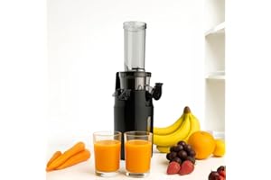 pelamatic - ZumInstant Compacto | Prensado en Frío | Silencioso y Versátil | Fácil Limpieza | Extractor de Zumos y Verduras, Negro, Acero Inoxidable