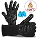 Produktbild Benrise BBQ Handschuhe 800°C Extrem hitzebeständig Silikon Ofenhandschuhe mit EN407 Zertifiziert für BBQ, Grill, Kochen, Backen, Schweißen, Mini Ofenhandschuhe gratis Schwarz