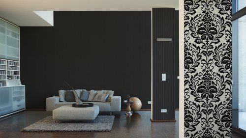 Livingwalls Vliestapete Flock Tapete Unitapete 10,05 m x 0,53 m schwarz Made in Germany 256027 2560-27 - 6