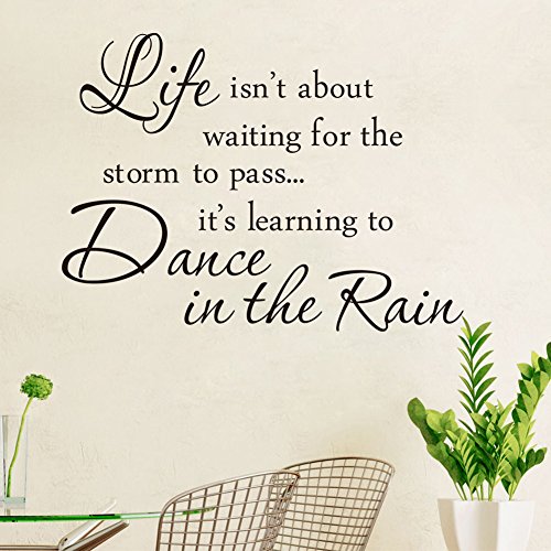 ufengke „LIFE ISN’T ABOUT WAITING FOR THE STORM TO PASS“ Zitate und Sprüche Wandsticker,Wohnzimmer Schlafzimmer Entfernbare Wandtattoos Wandbilder - 2