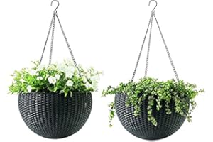 FIXTURES BUSINESS & HOMEWARES Fixtures Black Rattan Effect Hanging Basket LARGE 25cm x 16cm {Twin Pack}