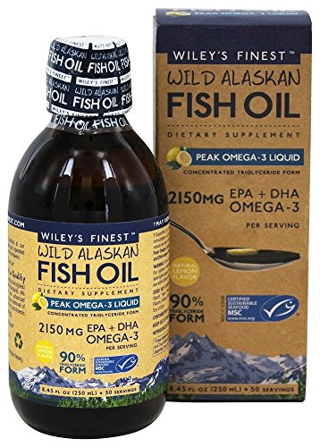 Wileys Finest - Wild Alaskan Fish Oil - Peak Omega 3, Lemon Flavor - 8.45 Ounce Liquid by Wiley's Finest
