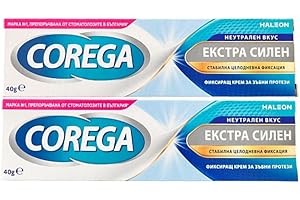 Monxu Pack 2 Coreg-a Neutral Sin Sabor Extrafuerte, Pegamento Dentadura Postiza, Pegamento Dental Adhesivo, Sujeción Durante Todo el Día, Mayor Comodidad, 40 g x 2 = 80 gr