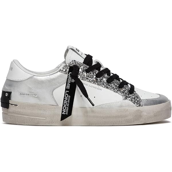 Zapatillas Crime London Negro - Cuero Y Tela, Diseño Animal Y Purpurina, 22402.NER
