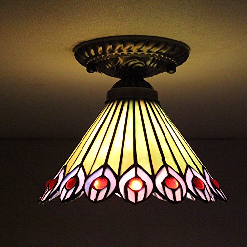 spécifications HOME UK-8 pouces Nouveau verre de plumes de paon Tiffany lampe européenne de plafond vie élégante ambiante