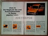 Volkswagen VW K 70 - Doppelseite Originalwerbung Printwerbung /Anzeige /Anzeigenwerbung 60er Jahre Format 15,5 x 27,5 cm