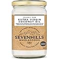 Sevenhills Wholefoods 1L Organic Extra Virgin Raw Coconut Oil (Cold-Pressed), Glass Jar, for Cooking, Baking, Skin Moisturise
