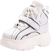 Jamron Donna Goth Punk High/Low Top Piattaforma Scarpa da Ginnastica con Lacci Chunky Sneakers con Zeppa
