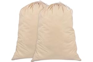 Sweet Needle Bolsa de la compra para almacenamiento de ropa sucia, extragrande, resistente, 71X91 CM - 75 L - 100% algodón, muy duradera, cordón con cierre de cordón, lavable a máquina (paquete de 2)