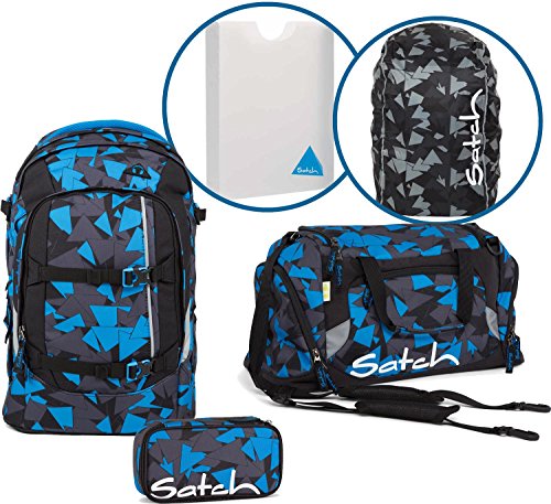 Preisvergleich Produktbild Satch Schulrucksack-Set 5-tlg Pack Blue Triangle 9D6 dreiecke blau
