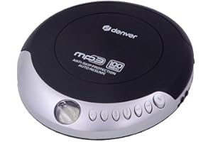 Denver Lettore CD Portatile DMP-391. Walkman. Compatibile con CD, CD-R e CD/RW. Funzione Anti-Shock. Sistema di amplificazione dei Bassi. Cuffie Incluse.