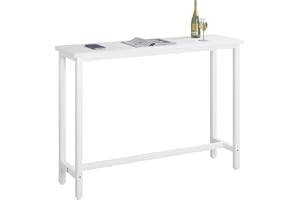 WOLTU BT30ws 1x barbord, bistrobord, högt bord, matbord, metallstomme, bordsskiva av MDF, vit, 140x40x100cm (BxDxH)