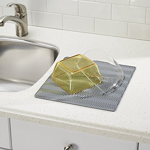 mDesign Abtropfmatte Silikon in grau – Spülablage (medium) für die Küche – auch als Untersetzer für Töpfe und Pfannen bestens geeignet – spülmaschinenfest - 2