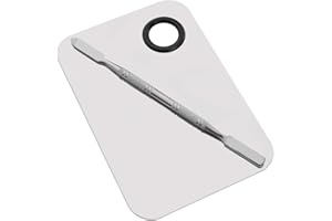 AIRSUN Professional Pro Lady Stainless Steel Cosmetic Makeup Palette Spatula Stainless Steel Makeup Palette Artist Cosmetic Palette with Spatula Tool 6''x4'' Sliver