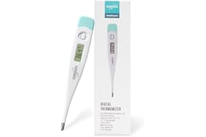 EUROPAPA TermÓMetro Digital De Fiebre Para BebÉS, Niños Y Adultos, TermÓMetro Para Uso Oral, Axilar O Rectal, Resistente Al Agua Con Alarma De Fiebre (Verde)