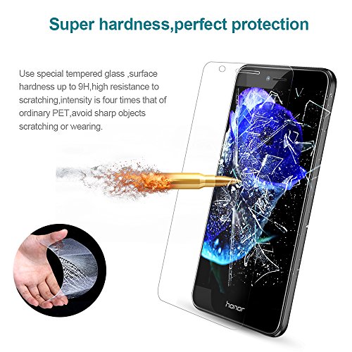 3-Unidades Cristal Templado para Huawei Honor 8 CRXOOX Protector de Pantalla de Vidrio Templado Transparencia Total 9H Dureza Resistente a Aguas  Golpes  Ara  azos  Antihuallas