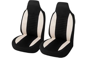 CGEAMDY Housses de SièGe Voiture, 2 Pcs Protections de SièGe Avant de Voiture, Siège Auto Respirant, Imperméable et Antidérapant, Compatible avec Les Voitures, Les SUV et Les Camions (Beige)