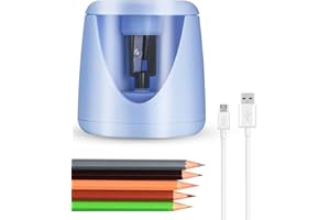 Kemraes Electric Pencil Sharpener, Rechargeable USB Battery Powered Classroom Pencil Sharpeners for No.2/Colored Pencils(6-8mm) with Auto Stop Portable for School Classroom Office Home (Blue)