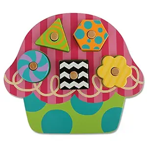 Stephen Joseph Cupcake Shaped Wooden Peg Puzzle , Multi Color