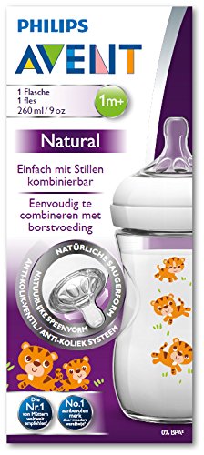 Philips Avent Anti-Kolik Naturnah-Flasche SCF627/20, transparent, Tiger, 260 ml, 1er Pack - 4