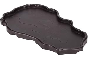 ATYHAO Bol d'alimentation pour reptiles, plat d'alimentation en plastique Terrarium paysage décoration bassin d'eau alimentaire pour tortue lézard caméléon iguane grenouilles serpent[Café profond]Nourriture
