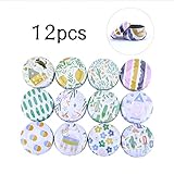 Rolin Roly 12 Petites Mini Boite en Fer Blanc Métal,Boîte De Rangement Baume Rond Vides Couvercle DIY Bougie Jars Réutilisables Tinplate Aromathérapie (C)