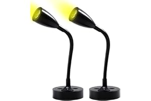 YSISLY 2pcs 12V Lámpara Cabecera Luz Lectura Pared Led, Luz Cálida Montada en La Pared con Interruptor Ajustable 360° Luz Interior Giratoria para Camper Van Caravan Boat (Long-Black)
