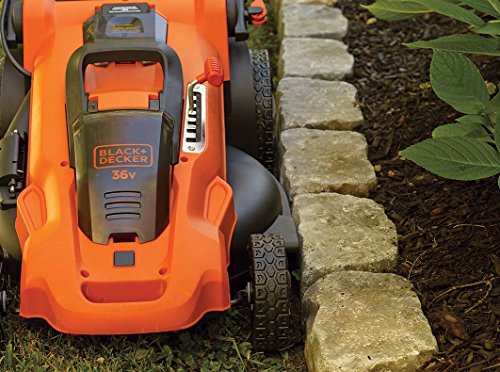 Black+Decker Autosense 36V 3-in-1 Akku-Rasenmäher inkl. 2 Akkus, 90-Min Schnellladegerät, 50l Fangsack, Mulchfunktion, 48cm Schnittbreite, CLMA4820L2, schwarz orange - 4