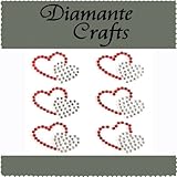 6 Red & Clear Double Hearts Diamante Vajazzle Rhinestone Gems - created exclusively for Diamante Crafts