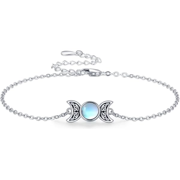 YAFEINI Collana Con Dea Greca Tripla Luna Per Donne Conchiglia Di Abalone Collana Con Ciondolo Wicca In Argento Sterling 925 Regali Di Gioielli Per Ragazze (Triplice Luna