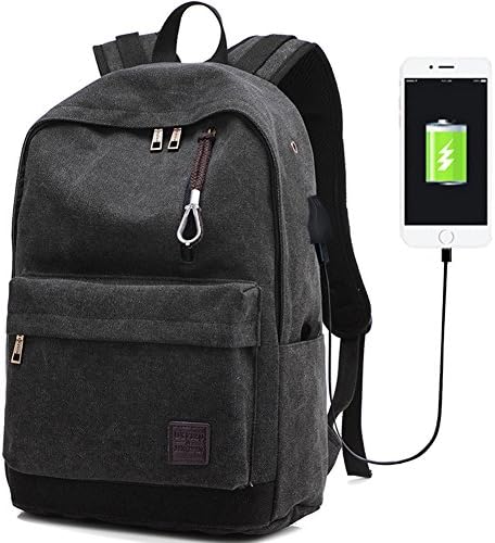 Laptop Computer Backpack Hopesport External USB Charge Port with Built-in USB Charging Cable School Travel Backpacks(balck)