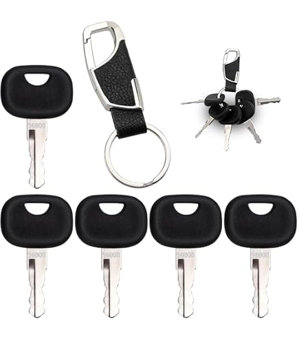 Set Di 5 Chiavi Di Accensione Per Escavatori Volvo 202 | Ricambio Compatibile Per Macchine Edili, Con Portachiavi