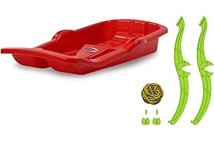 Jamara 460364 red 460364-Snow Play Bob Karol with Brake 80cm Steering by Pulling The respective handbrake, Rope, Aerodynamic Construction, Durable
