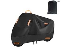 ACESOME ㅤ ACESOME Bache Moto, Oxford 210D Bache Exterieur Etanche, Housse Moto Exterieur, avec Bandes réfléchissantes et Sac de Rangement pour Moped Scooter Motocross (sans Serrure, XXXL 265 x 105 x 125cm)