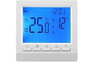 SPORTARC Termostato domestico digitale programmabile, Regolatore di temperatura intelligente, Termostato della caldaia a gas, Termostato di riscaldamento LCD a parete (blu)