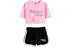 MINIDORA The Vampire Diaries Ensembles Shorts et T-Shirt pour Garçon Fille Tee de Sport Manche Courte