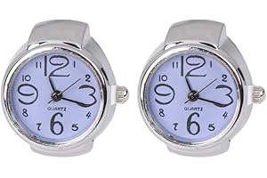 VILLCASE 2 Piezas Reloj Anillo Elástico Mujer, Metal DiseñO Elegante Dial Redondo Fácil Lectura Accesorio De Moda para Hombres Y Mujeres, Accesorio De Moda para Mujeres Y Hombres