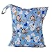 2-Zip Washable Baby Cloth Diaper Nappy Bag Monkey Heart Blue